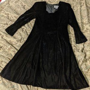 Vintage Goth Black Velvet Dress